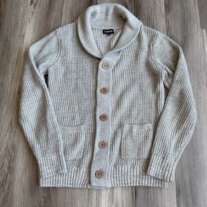 Carbon Cardigan Mens M Gray‎ Sweater Ribbed Knit Shawl Collar Cozy Indie Grunge